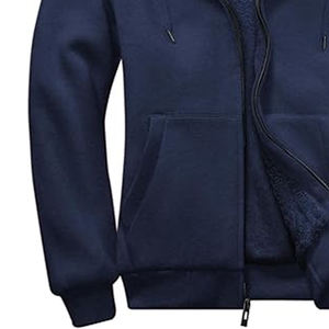 Men's Sweatshirt Zipper up Pockets Sweater <b>Hoodie</b> Hooded Jacket Casual Outerwear 100% Cotton Hoodies With <b>Fur</b> - Product Image 3