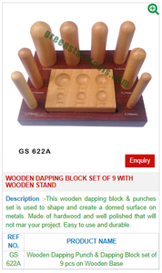Ensemble de 9 blocs de tapotement en bois avec support GS 622A Outils pour la fabrication de bijoux - Product Image 2