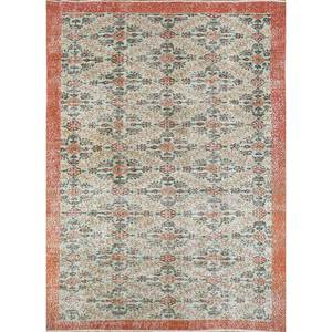 พรมขนสัตว์ถักมือสไตล์วินเทจ สีเบจ-น้ำตาล ลายเรขาคณิตนามธรรม สำหรับบ้าน ห้องนั่งเล่น ทางเดิน รูปทรงสี่เหลี่ยมผืนผ้า รุ่น Pae-3227 - Product Image 1