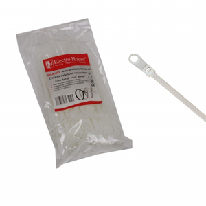 Gran oferta, bridas para cables de nailon blanco con cremallera con anillo, bridas de plástico de 4mm con autobloqueo multifuncionales, 150mm de longitud, libre de halógenos - Product Image 1