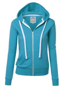 Veste à capuche longue zippée pour femmes pull hauts en gros polyester/coton hauts d'hiver - Product Image 6