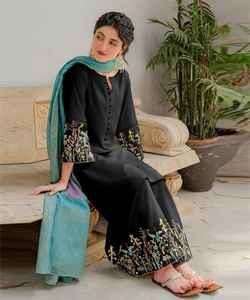New <b>Designer</b> Luxury 100% <b>Cotton</b> <b>Lace</b> Embroidery Work <b>Salwar</b> <b>Kameez</b> Suit Casual Indian Pakistani Dress - Product Image 2