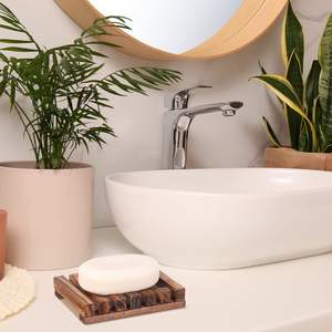 Porte-savon de douche en bois plat égouttoir marron plateau support pour salle de bain cuisine voyage éponge - Product Image 5