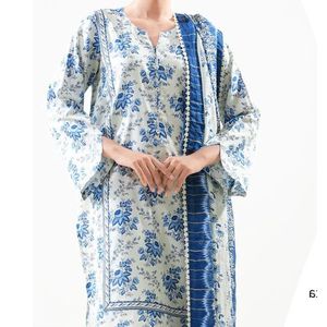 Combinaisons Shalwar Kameez pour femmes, élégantes, en coton imprimé, 3 pièces, avec dentelle, légères, séchage rapide, respirantes - Product Image 3