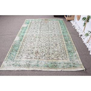 Alfombra de 5,6x8,7 pies, Alfombra Grande Vintage, Alfombra con Estampado Animal Verde - Product Image 1