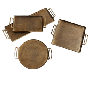 อุปกรณ์เครื่องครัวโรงแรมร้านอาหารทองเหลืองโลหะถาดเสิร์ฟสําหรับงานแต่งงานและอาหารค่ําถาดโต๊ะสําหรับกาแฟอาหารอาหารเช้า - Product Image 4