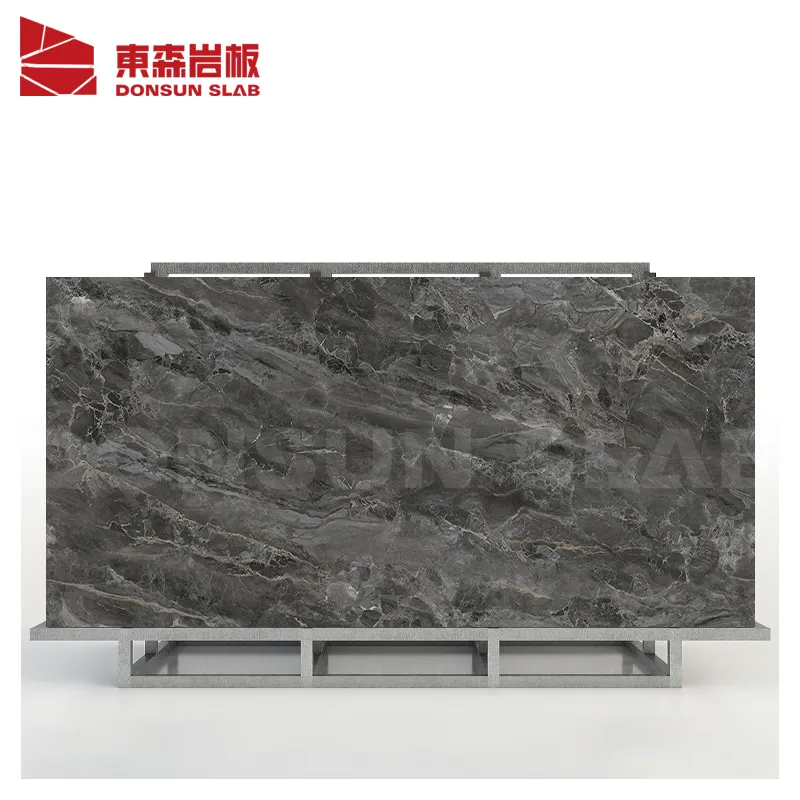 Popular Design Brown Color Artificial Stone Porcelain Marble Sintered Stone Tile Wall Slab For Kitchen And Bathroom Countertops
