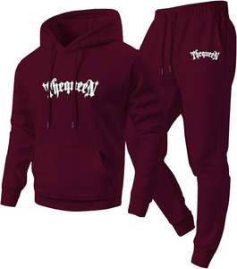 Ensemble de survêtement à capuche en deux pièces pour femmes, taille plus, vêtements de sport d'hiver, sweat-shirt respirant avec pantalon de survêtement imprimé, unisexe - Product Image 1