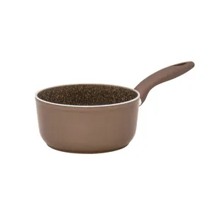 İtalya yapılan TERRA diam 16 cm zeytinyağı yapışmaz alüminyum kahverengi taş etkisi renk haddelenmiş kaplama sos tavası pişirme için