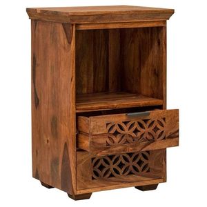 Mesa de Noche con Cajones de Madera Ecológica, Mesa de Noche con Cajones de Madera con Ruedas, Mesa de Noche con Cajones de Madera Tallada Hecha a Mano al Precio Más Bajo - Product Image 3