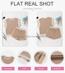 Vente en gros 2025 meilleur ensemble deux pièces d'été pour femmes respirant antistatique rayure décontracté Shorts dames nouveau meilleur antistatique décontracté - Product Image 3