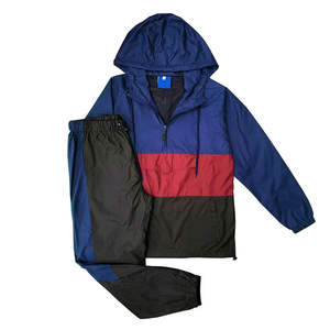 Ensemble de survêtement léger à capuche pour homme NEXT WAVE, grandes tailles, color block, pantalon de jogging respirant pleine longueur avec poches latérales - Product Image 1