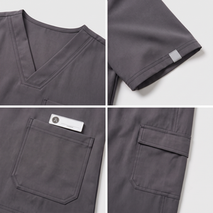 Medical Stretch V-Neck <b>Scrub</b> <b>Set</b> for Women Custom Logo OEM Nurse Uniform Hospital Clinic Dental Jogger Suits XS-6XL - Product Image 4