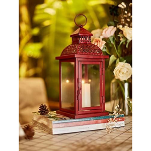Creative Red Metal Decorative Hanging <b>Lantern</b> Iron <b>Christmas</b> Candle <b>Lantern</b> for Home and Outdoor Decorative Use - Product Image 1