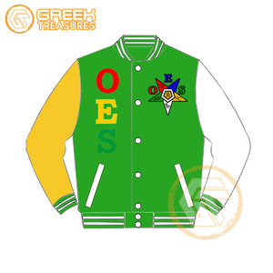 Customized Order Eastern <b>Star</b> Cotton Fleece Embroidered Varsity <b>Jacket</b> OES Breathable Quick Dry Zipper Closure Stand Women - Product Image 3