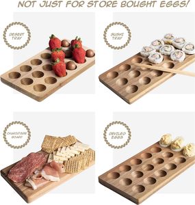 Plateau à oeufs-Porte-oeufs en bois rustique pour oeufs utilisable dans le réfrigérateur de cuisine, ou le comptoir pour l'affichage ou le stockage-Facile - Product Image 4