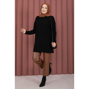 เสื้อสเวตเตอร์ถักลำลองลายบาคลาวาสีดำสำหรับฤดูใบไม้ร่วง - Product Image 1