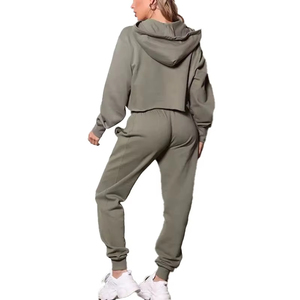Cotton Women Sportswear 2 Piece Tracksuit Set High Quality <b>Gym</b> <b>Hoodie</b> and Joggers Tracksuits for Women - Product Image 2