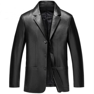 <span class=keywords><strong>Blazer</strong></span> kulit domba asli pria, jas kasual musim gugur tiga kancing - Product Image 1