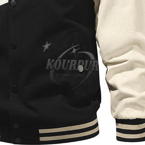 Chaqueta universitaria personalizable de alta calidad con cuello levantado para hombre 100% algodón Patchwork botones estilo bombardero frontal para primavera invierno - Product Image 3