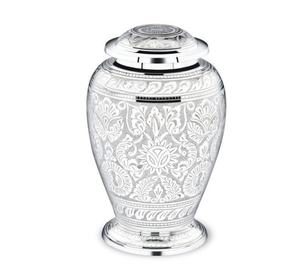 Urnas para Cenizas Adulto Funeral Blanco Plata Jali Urna Funeraria Grande para Cenizas de Seres Queridos Tamaño 10,5 "& 220 Cu. in - Product Image 1