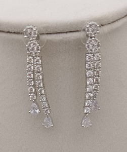 <b>Silver</b> Moissanite Diamond <b>Necklace</b> <b>Set</b> <b>Silver</b> Pear Drop Pendant With Matching <b>Silver</b> Drop Earrings Sparkling Elegant Party Wear - Product Image 3