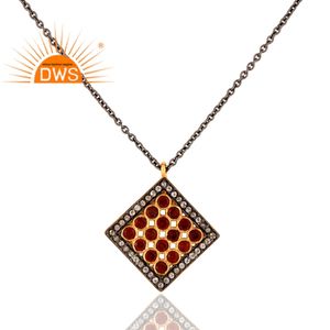 Collar con colgante de piedras preciosas granate y topacio blanco Natural de plata de ley más vendido, fabricante de joyería personalizada - Product Image 4