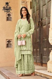 2024 mejor ropa festiva aspecto tradicional última colección de trajes de mujer Salwar con estilo Gharara tarifa al por mayor - Product Image 3