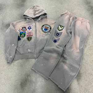 เสื้อวอร์มผ้าฝ้ายโพลีเอสเตอร์ของผู้ชายผ้าฟลีซ2ชิ้นมีฮู้ดและกางเกงสำหรับฤดูใบไม้ผลิฤดูใบไม้ร่วงฤดูหนาวโลโก้กำหนดเอง2025 - Product Image 4