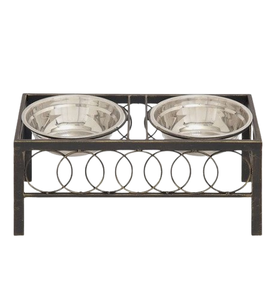 Bols à nourriture pour animaux Double bol à nourriture en acier inoxydable Support décoratif en fer Set de bols pour chiens et chats - Product Image 3
