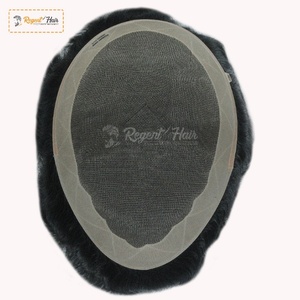 REGENT Premium USA Super Base 100% Trama atada a mano Tupé de hombre en onda natural y estilos rectos Onda de agua Venta al por mayor Stock - Product Image 2