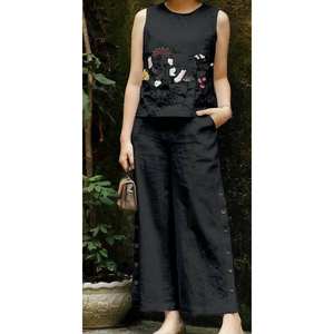 Ensemble 2 pièces décontracté et élégant, vêtements de plage en coton pour femmes de grande taille Fabriqué en Inde pour les vacances de printemps à la plage - Product Image 2