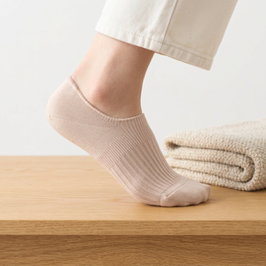 Women's Ankle No Show <b>Socks</b> with <b>Silicone</b> Grip Heel and Ribbed Design for Stay Put Comfort in Sneakers - Product Image 1