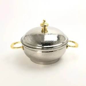Hot Selling Silver Finishing Premium Metal Hotpot Handmade <b>Casserole</b> Serving Food Warmer for Home Hotel Restaurants - Product Image 3