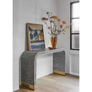 Mesa consola con incrustaciones de hueso de diseño antiguo moderno para sala de estar muebles de madera hechos a mano para uso doméstico - Product Image 4