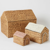 Panier en rotin en forme de petite maison mignon en gros, décorations de chambre d'enfant, rangement pour jouets d'enfants, tissage en jacinthe d'eau, organisateur de linge