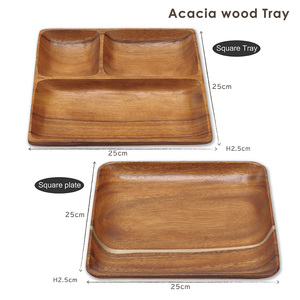 Gran costo Finesse Calidad Textura suave Cálido Natural Acacia Bandeja Plato Cuenco de madera para servir - Product Image 3