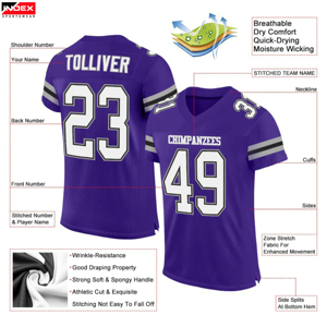 Camiseta de Fútbol Americano Personalizada de Alta Calidad para Hombre, Manga Corta, 100% Poliéster, Ropa de Práctica de Equipo en Oferta - Product Image 2