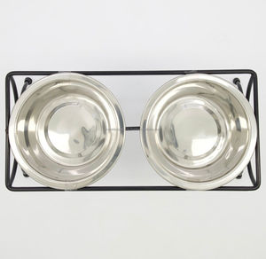 Demi-dîner double en fer forgé surélevé élégant 1L/2L PC matériel pour chien/chat support de mangeoire automatique surélevé alimentation en eau - Product Image 2