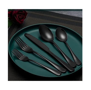 Ensemble de couverts en acier inoxydable nouveau design fournisseur de gros ensemble de couverts de mariage en acier inoxydable 4 pièces noir mat - Product Image 5