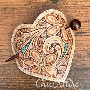 ปิ่นปักผมหนังแบบใช้มือสไตล์วินเทจที่หนีบผมรูปหัวใจแบบสไลด์ที่หนีบผมอุปกรณ์เสริมผมของผู้หญิงแฟชั่น - Product Image 1