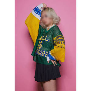 Camiseta de manga larga de malla de algodón con estampado personalizado, camiseta de fútbol americano de malla para mujer, fabricante OEM - Product Image 2