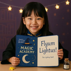 LABON Magic Academy A5 diario creativo per bambini con cappello da mago scopa stelle e <span class=keywords><strong>luna</strong></span> per la scrittura e il <span class=keywords><strong>disegno</strong></span> magico divertente - Product Image 4
