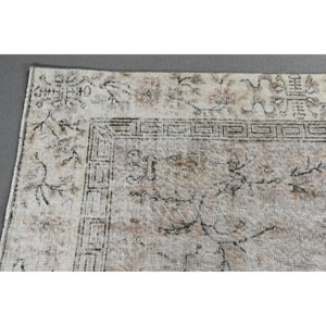 Tapis turc vintage en laine 66x10,1 pieds, design patchwork écologique, tapis oriental blanc avec envers en latex - Product Image 4