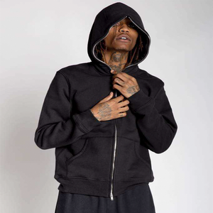 เสื้อฮู้ดผู้ชายสไตล์วินเทจผ้ามีซิปแบบเต็มมีฮู้ดเสื้อสเวตเชิ้ตทำจากพลอยเทียมออกแบบได้ตามต้องการ - Product Image 4