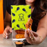 Boîte en papier personnalisée à emporter en matériaux recyclés avec compartiments en mousse et supports pour trempettes, en forme de tiroir, pour frites, ailes de poulet et plats chauds