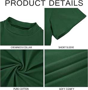 Media manga de verano de algodón suave transpirable elástico Boxy Fit en blanco verde hombres adultos cuello simulado camisetas al aire libre ropa informal - Product Image 4