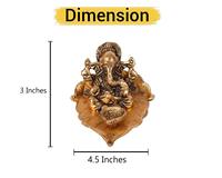 Ganesh Idol on Leaf Art Deco Design Lord Ganesha avec Diya en métal pour Diwali Home Decorative Gift and Puja Items