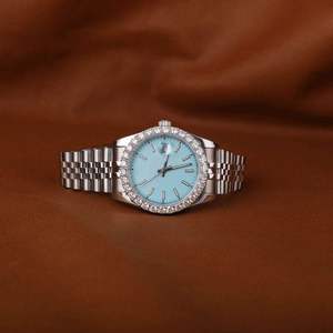 Reloj de diamantes de moissanita helado unisex de lujo con esfera de cristal azul Bebé y estilo de joyería Hip Hop Premium - Product Image 4