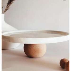 Sturdy Wooden <b>Cake</b> Stand with Artistic Floral Engravings Nature-Inspired Dessert Display for <b>Weddings</b> and Outdoor Parties - Product Image 4